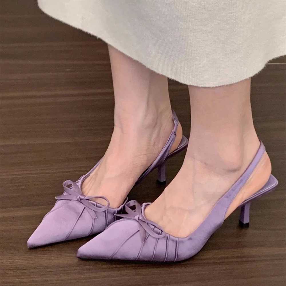 Summer New Fi After The Ring Belt Sexy Banquet Bow Womens Shoes Pointy Comfortable Solid Color Elegant High Heel SandalsXJ251027