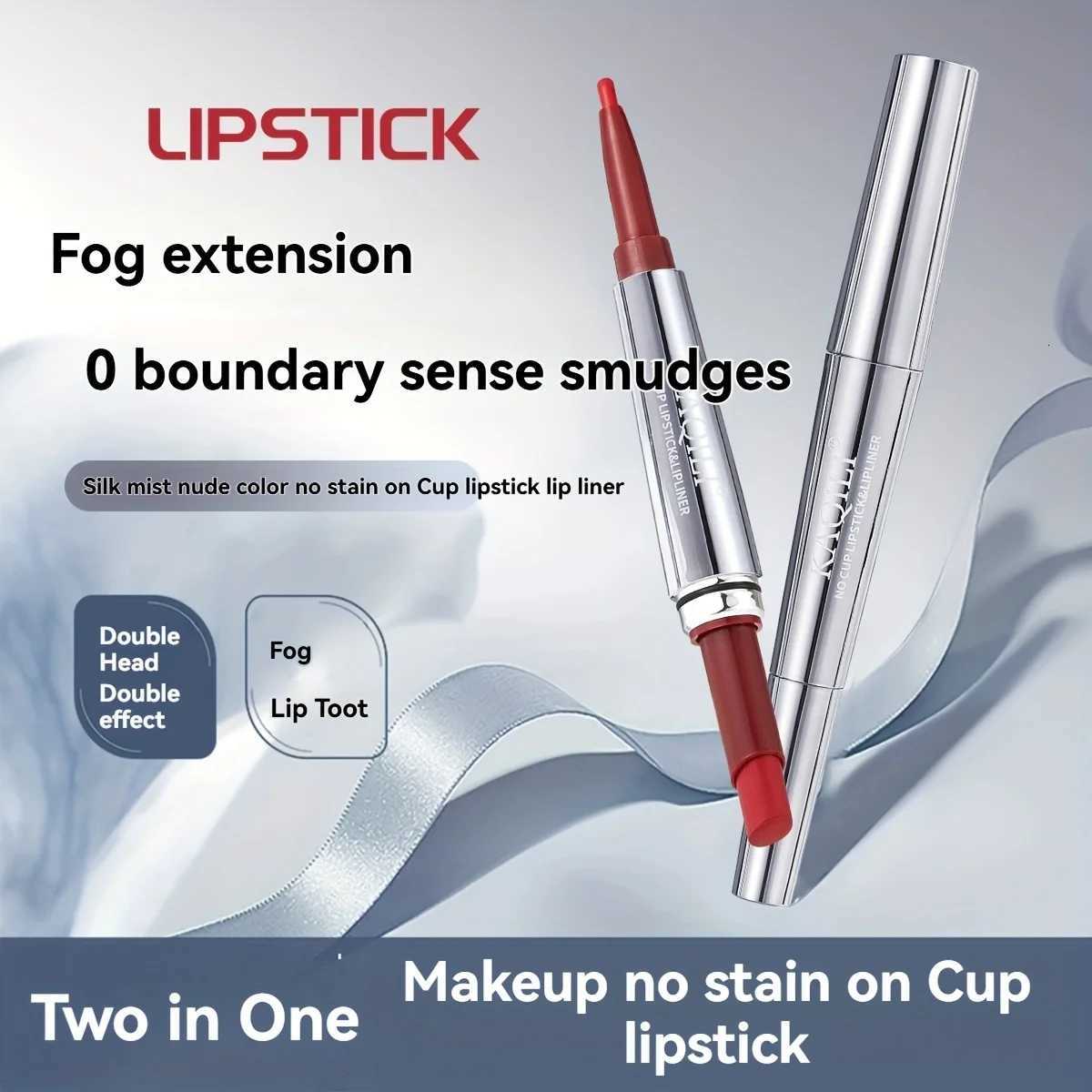 Doubleended NonStick Cup Lipstick Matte LongLasting Lip Liner Pencil Waterproof Slim Tube Lipstick Smudgeproof W251027