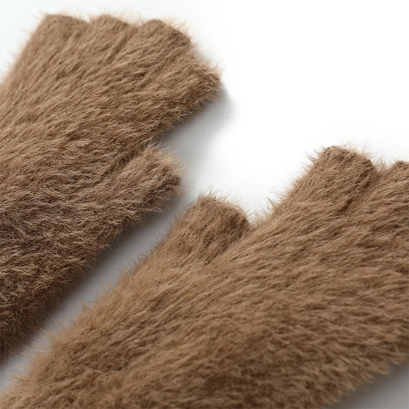 100 Mink Cashmere Mens and Womens Mittens Winter Womens Warm Stretch Knit Halffinger Gloves Classic Womens Gloves 251024