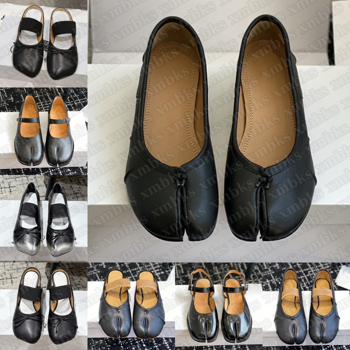 Designer Satin Tabi Ballerina Womens Shoe Mary Jane Leather Dress Shoes Chic Brown Black Pump MM6 Red White Gold