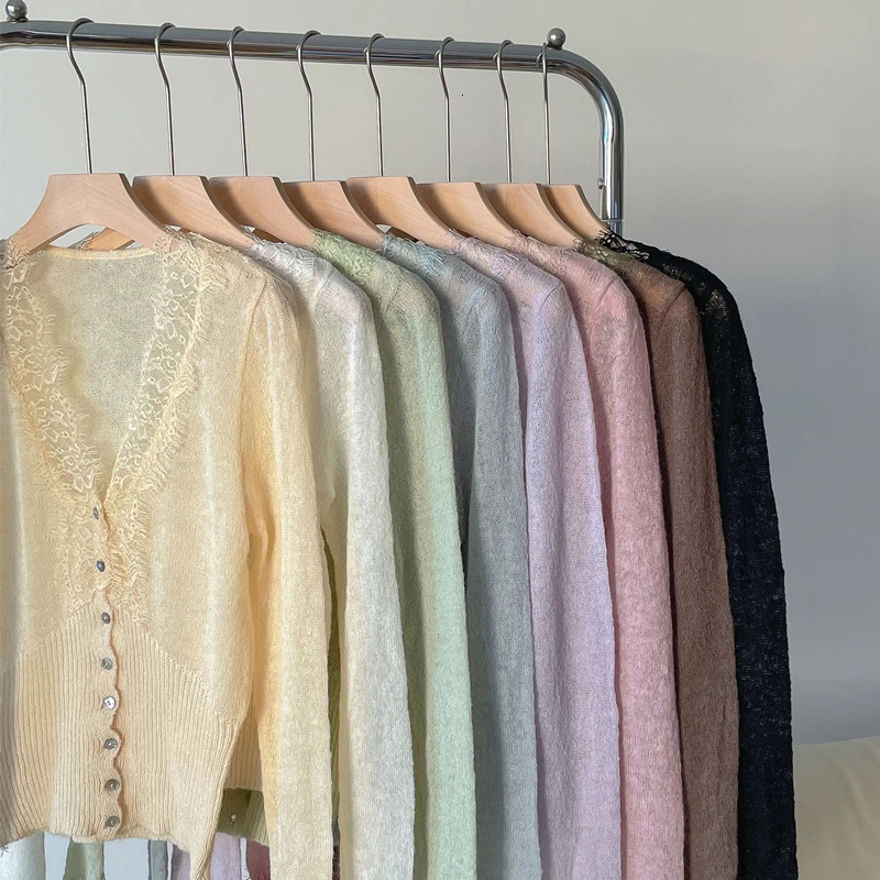 Highfashion Kawaii Botton Up Lace Patchwork Knitted Cardigan Women Autumn Winter Ladies Elegant Vintage Sweater Wholesale 251027