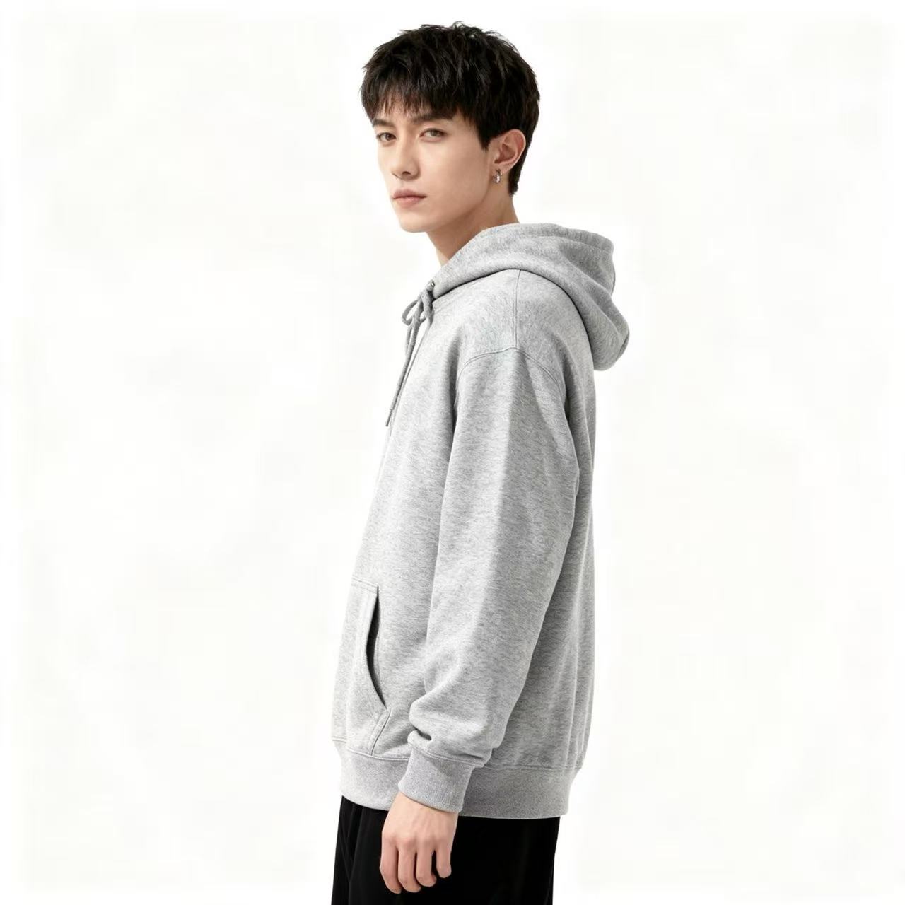 Men's Hoodies & Sweatshirts cotton loose fit oversize drop shoulder hooded sweatshirt autumn winter casual pure long sleeve breathable daily wear