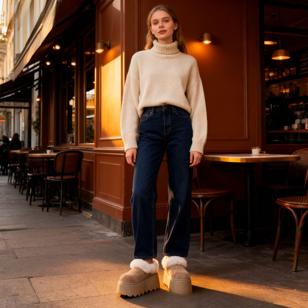 Thick soled warm, fashionable and elegant cotton shoes European and American style winter new comfortable lazy style women's snow boots designer 