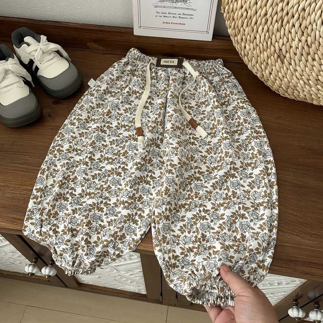 2025 Spring Autumn Thin Children Pants Toddler New Casual Loose Trousers Floral Pants Outer Wear Boys Girls Versatile PantsT251027