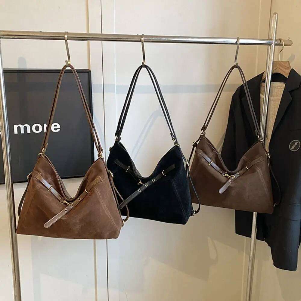 Waterproof Large Capacity Suede Shoulder Solid Color Korean Style Ladies Crossbody Handbag Fashion Hobo Bag Shopping
