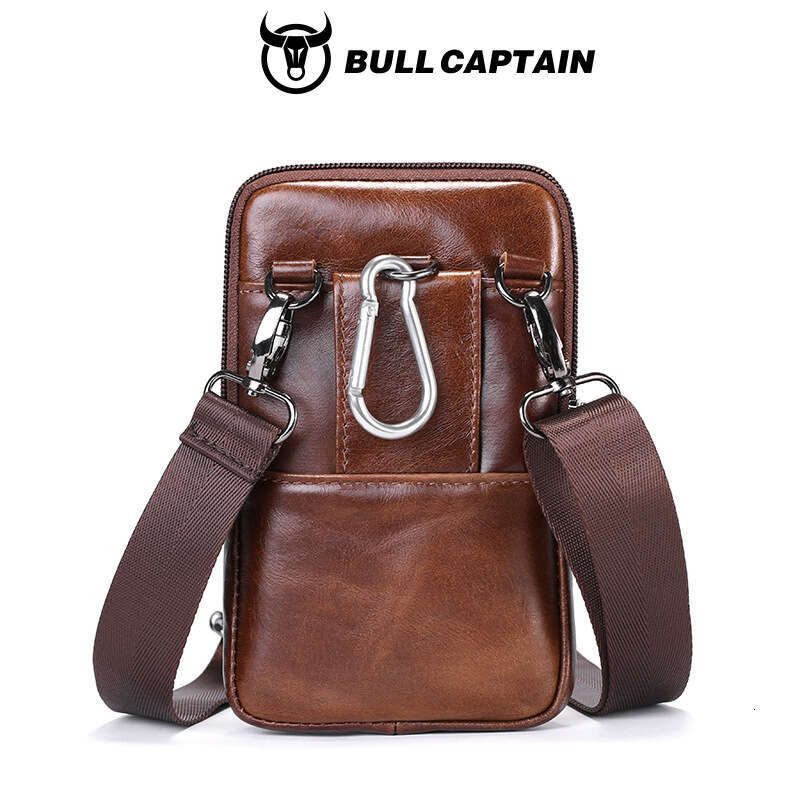 Captain Bull BULLCAPTAIN Men S Genuine Leather Single Shoulder Crossbody Inch Inch Belt Phone Waist Bag High Quality