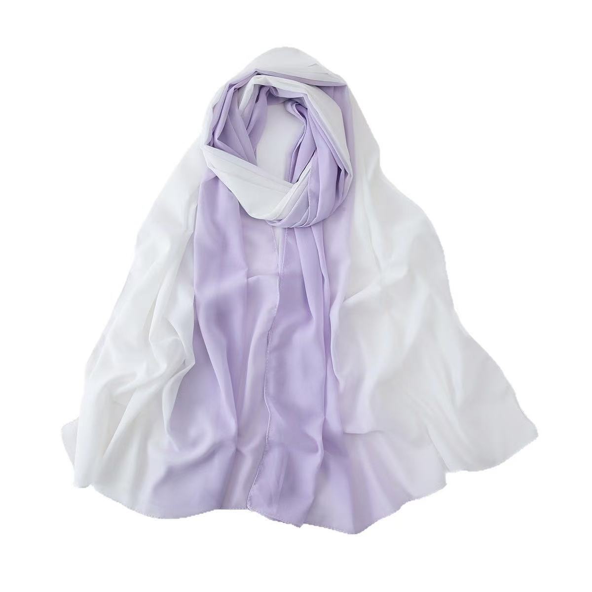 T2173 summer new solid color gradient Malay Indonesian cotton headscarf monochrome wide chiffon breathable scarf