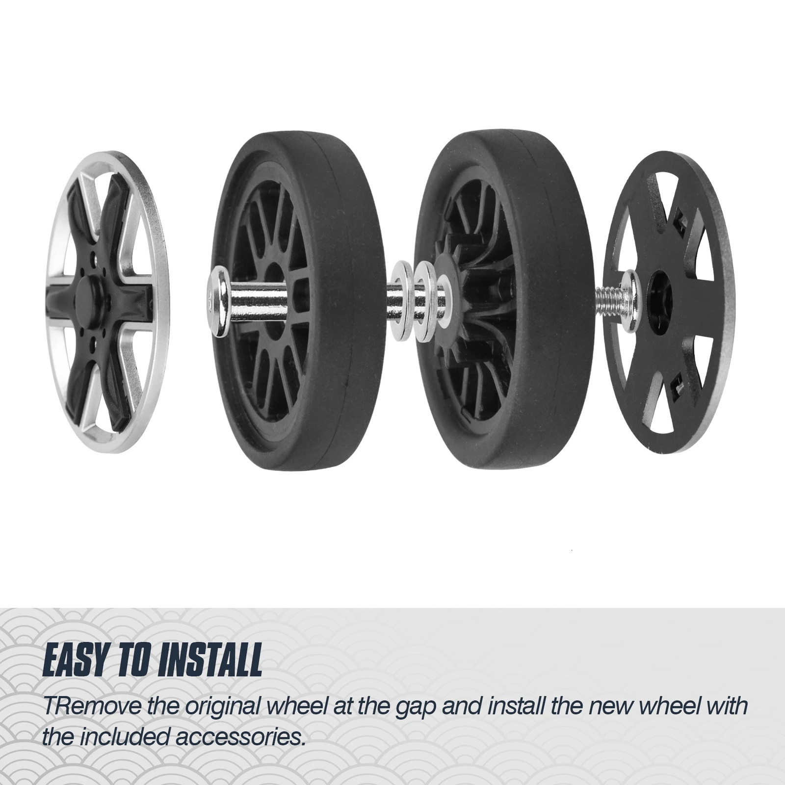 8Pcs Black Luggage Wheel Replacement with Screw Travel Luggage Wheels Replacement Suitcase Parts 55mm Axles Caster Wheel Repair 251027