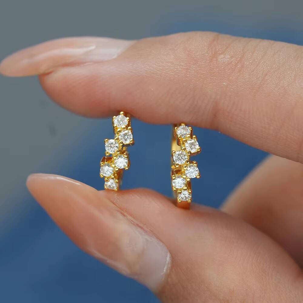 High Quality Elegant Wedding Hoop Jewelry Diamond Moissanite Earrings Solid 925 Sterling Silver for Women Luxury Gift