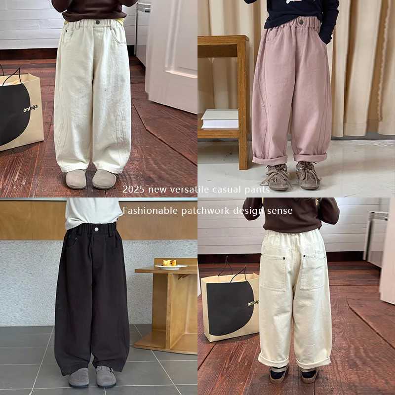 Girl Pants 2025 Autumn New Childrens Clothing Korean Style Girl Baby Fashion Design Sense Solid Color Straight Leg PantsT251027