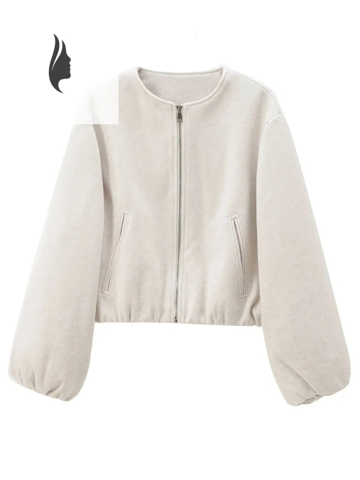 winter jacket women XNWMNZ Women's Fashion Autumn/Winter Soft Bomber Jacket Women Retro Round Neck Long Sleeve Elastic Hem Zipper Female Coat