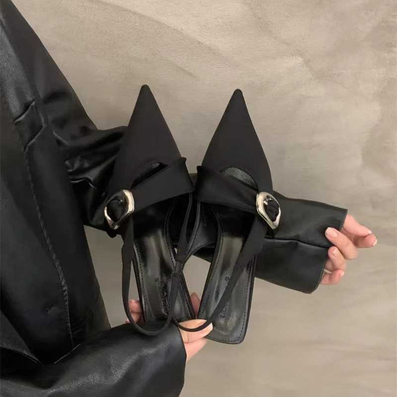 Pointy High Heeled Sandals Womens Buckle Brand Casual Fi Slippers Sexy Slingback Shoes Sweet Muller Beach Sandals WomenXJ251027