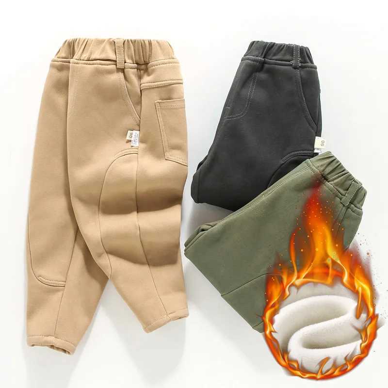 Autumn Winter Baby Boys Pants Splicing Solid Color Kids Baby Boys Pencil Pants Thick Elastic Waist Simple 16Y Boys TrousersT251027