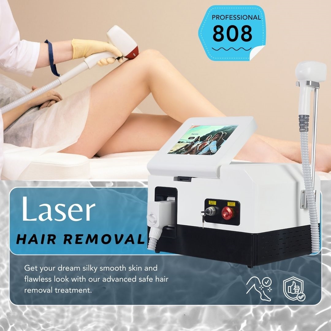 NEW 808 Alexandrite Hair Removal Laser Diode Machine High Power Ice Platinum Body Face Underarm Cooling Head Permanent Painless Epilator