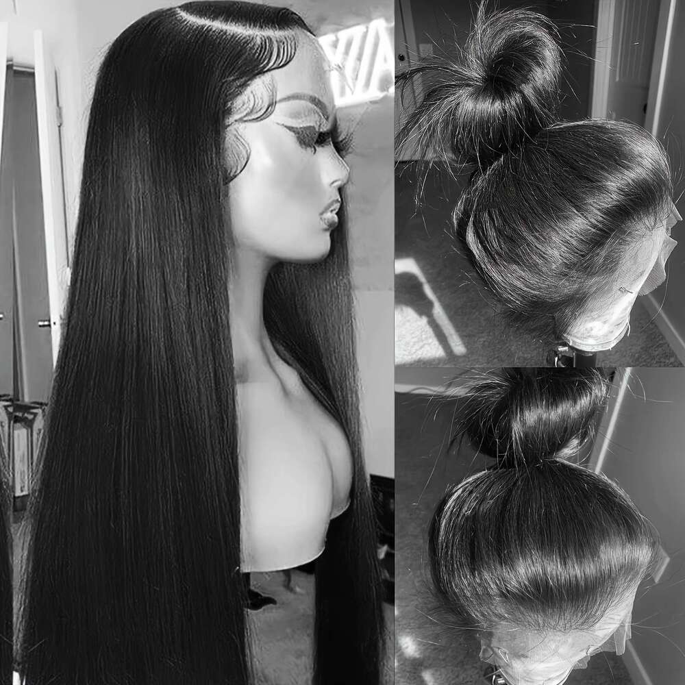 3X6 Glueless Lace Wigs Synthetic Heat Resistant Fiber Hair With Soft Hairline For Women Reddish Brown Color Long Silk Straight Wig