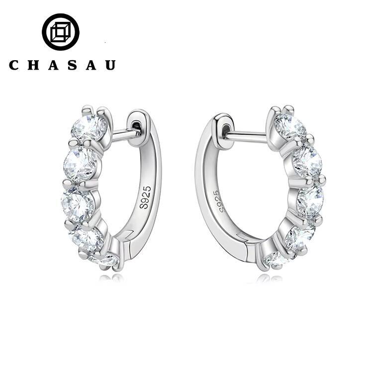Personality Jewelry 925 Sterling Silver Earrings Hoop 35mm 02CT Moissanite Elegant Clipon huggies Earrings