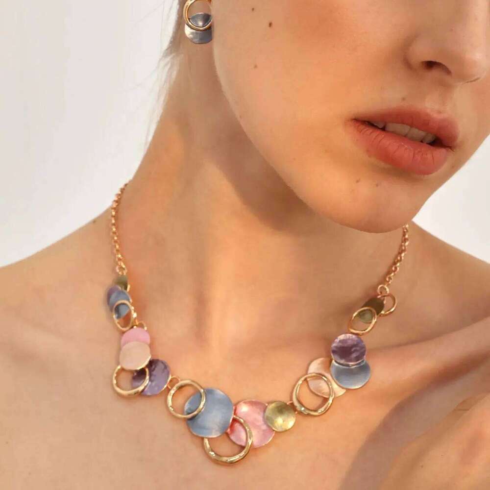 Cring Coco Geometric Pendants Necklaces Enamel Metal Jewelry Accessory Collar Pendant Necklace New For Women Mother Gifts 2022