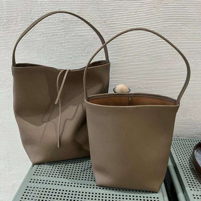 Designer Luxury Euro French Japan Style Soft Large Bucket Tote Size Natural Cowhide Leather Women S Armpit Shoulder Daily Hand Bag