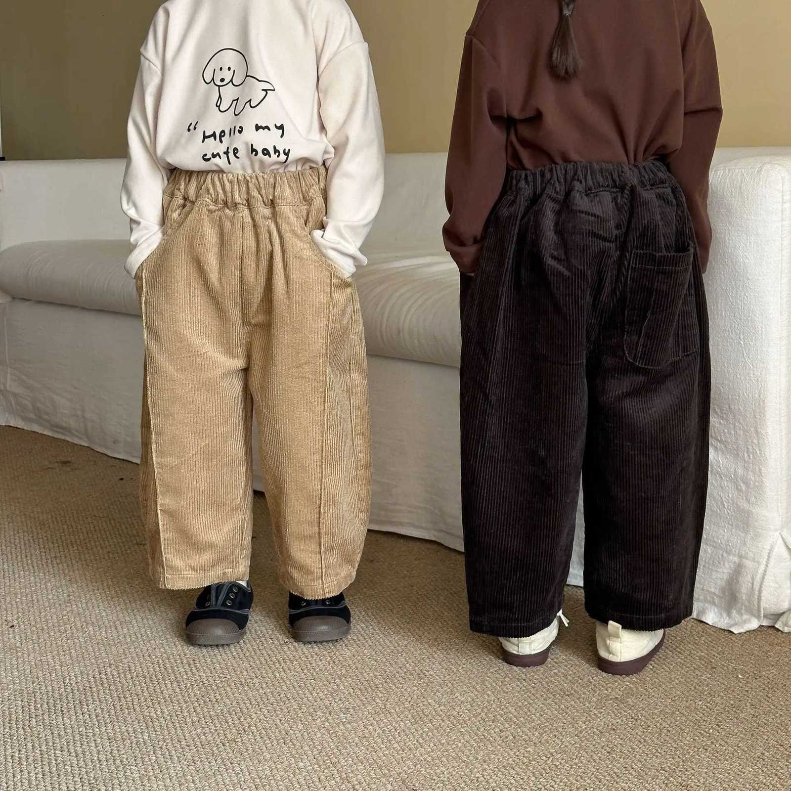 Children Corduroy Pants Boys Autumn and Winter Loose 2025 New Spring and Autumn Baby Casual Girls Wide Leg PantsT251027