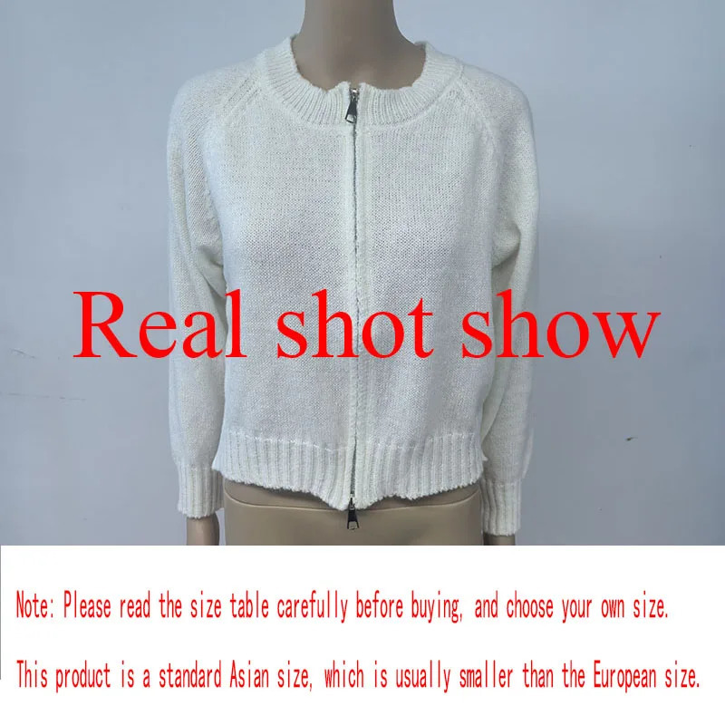 Autumn Winter Short Knitting Cardigan Women Solid Color Long Sleeve Round Neck Sweater Jacket 2025 Casual Zipper Sweater Coats 251027