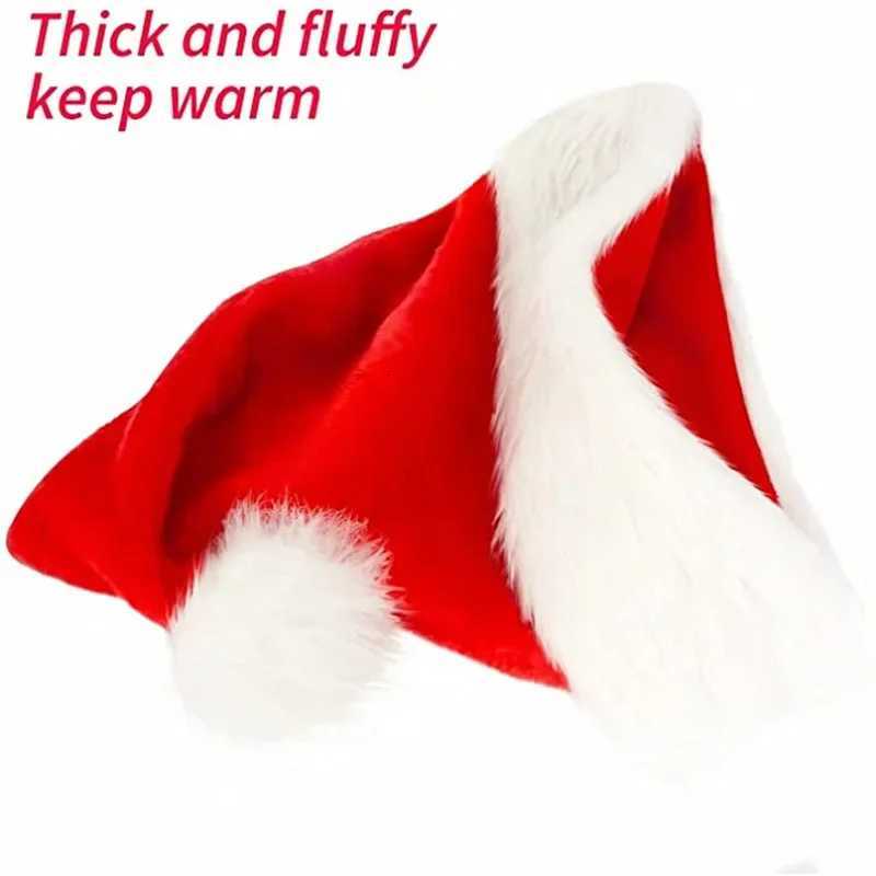 High Quality Christmas Xmas Soft Hat Santa Claus Red Short Plush Noel Hat Merry Christma Decor Gift Happy New Year 2026W251027