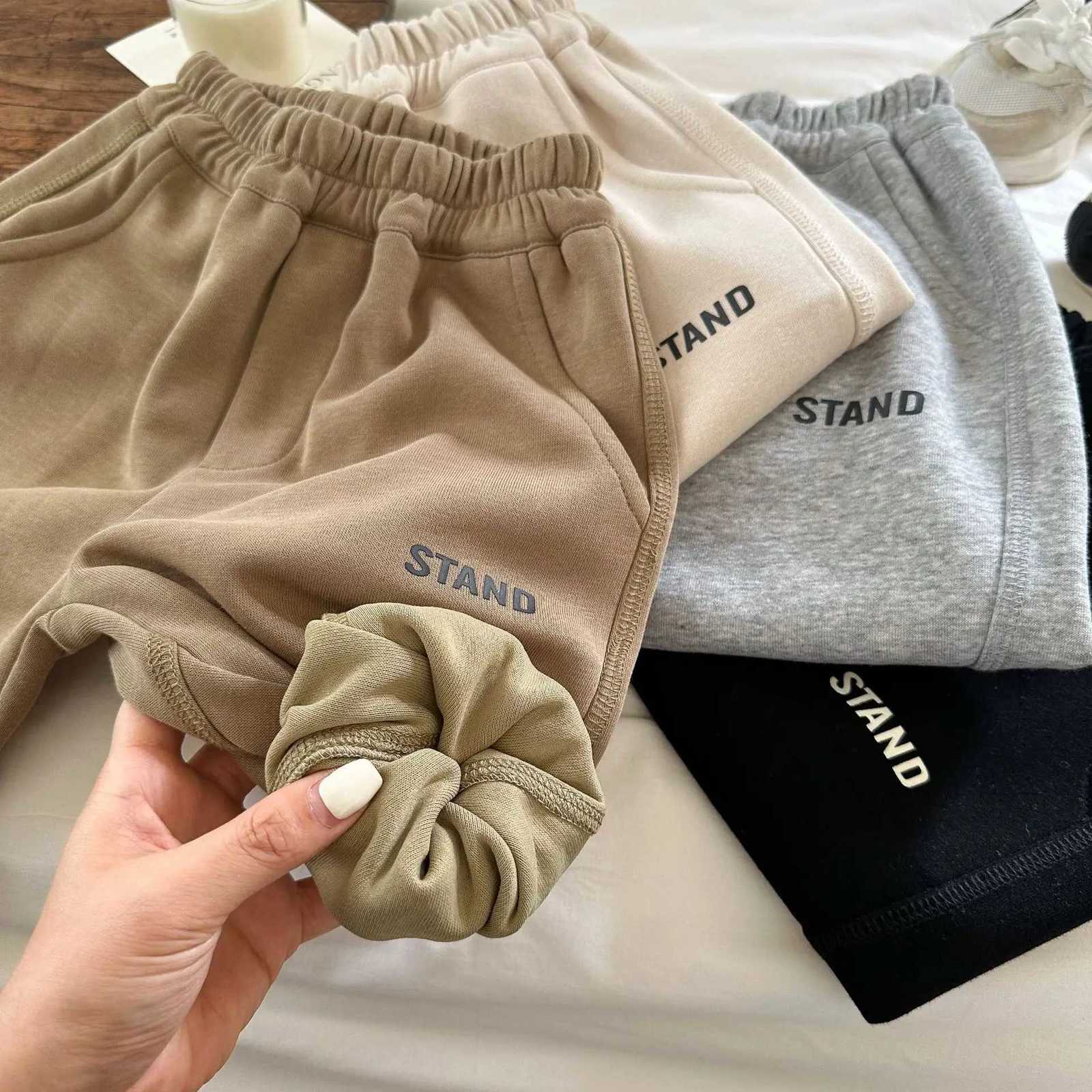 Children Clothes Kids Casual Loose Pants 2025 Spring Autumn New Boys and Girls Printed Letter Sweatpants Baby Solid Color PantsT251027