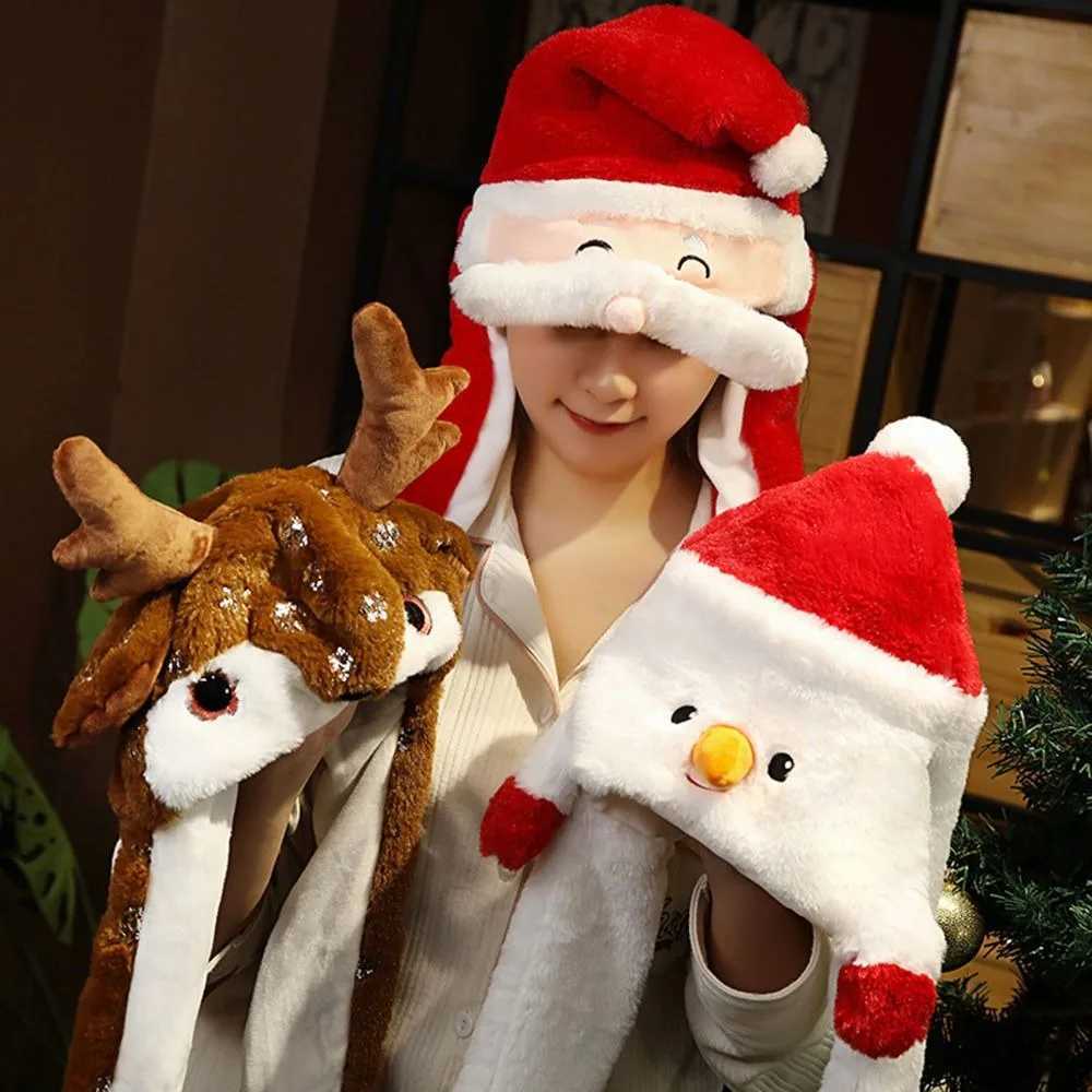 Party Supplies with Ears Will Move Santa Claus Hat with Air Bags Soft Christmas Hats Snowman Hat KidsW251027