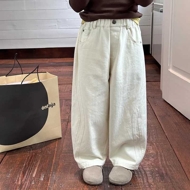 Girl Pants 2025 Autumn New Childrens Clothing Korean Style Girl Baby Fashion Design Sense Solid Color Straight Leg PantsT251027