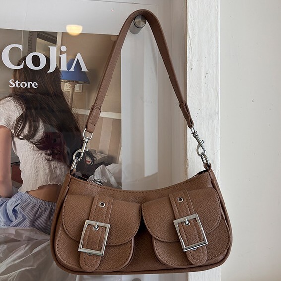 Free shipping designer bag Korean Style Niche Fashion Trend Underarm Bag Autumn New Multi-Pocket Baguette Motorcycle Bag Single Shoulder for Women