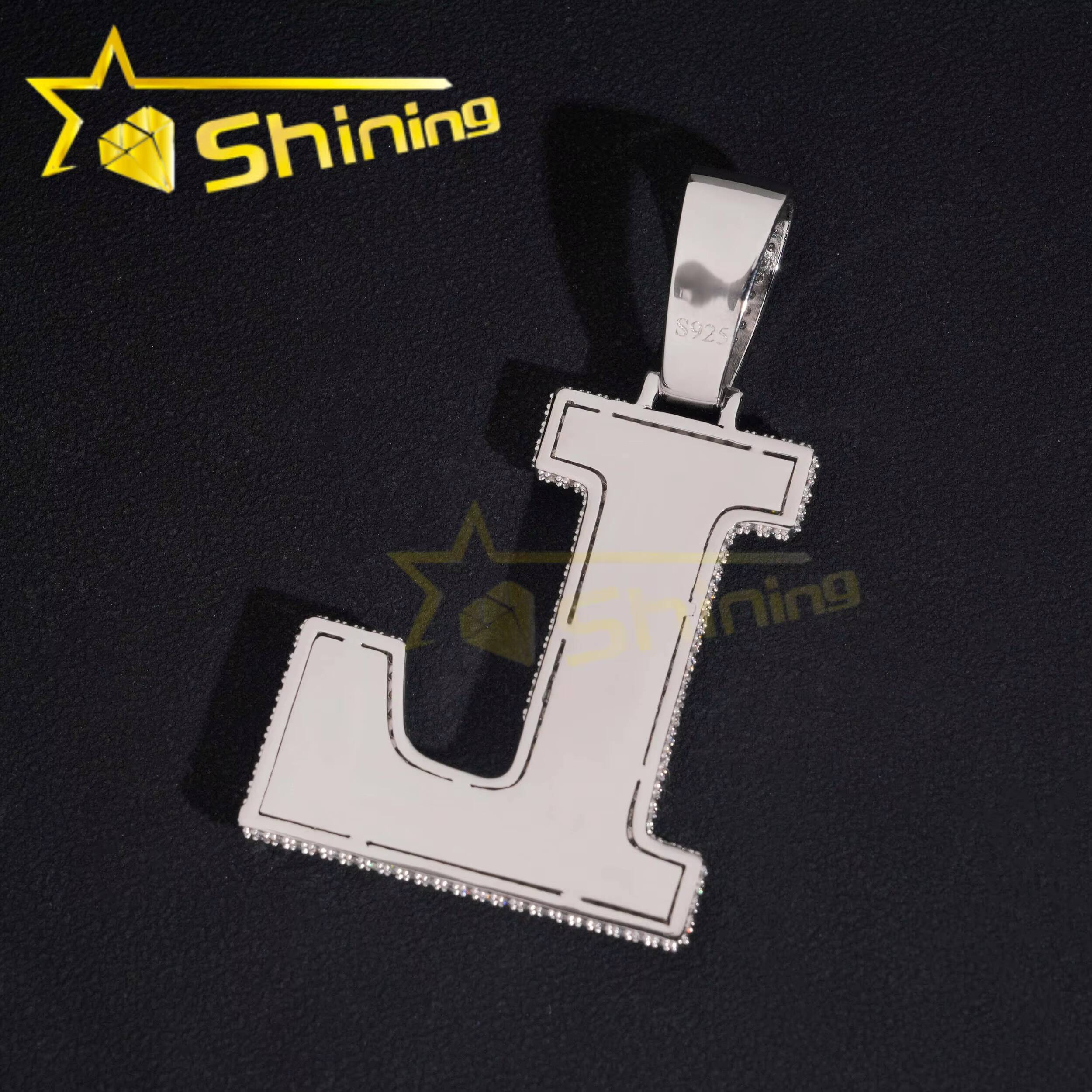 Hot Sale Vvs Moissanite Diamond Iced Out Pendant Pass Diamonds Tester 925 Silver Initial Letters Pendant Fine Jewelry