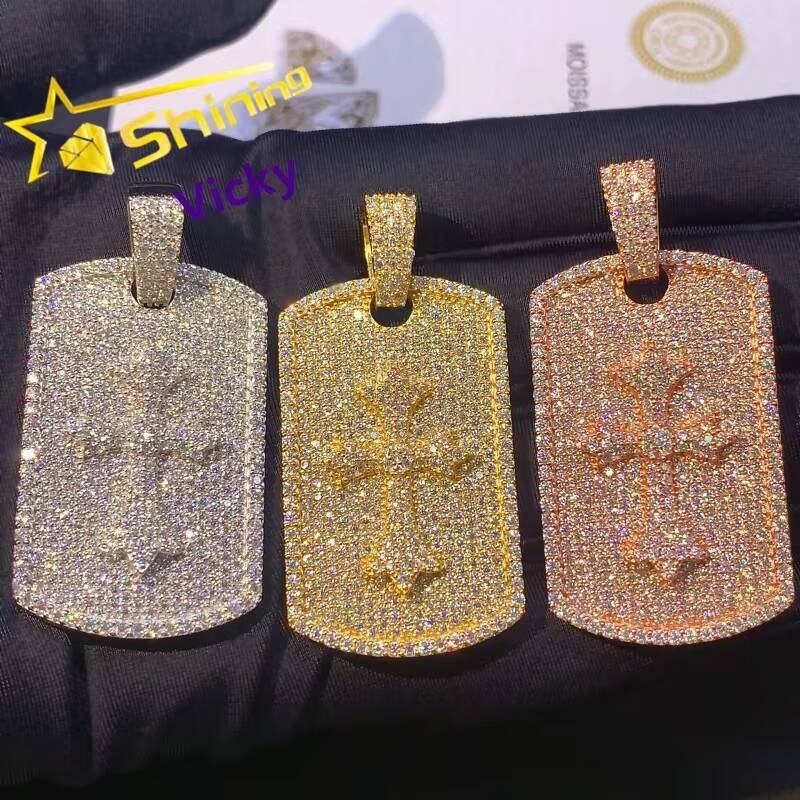 Shining Iced Out Fine Jewelry Luxury 925 Sterling Silver Gold Plated Pendant Custom Hip Hop Moissanite Pendant