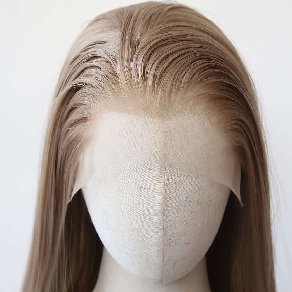 Unisex-Adult Synthetic Lace Front Wig 13X3 - Pre Plucked Glueless Heat Resistant Fiber Hair, Long Straight Basics Style, 180% Density, Honey Chocolate