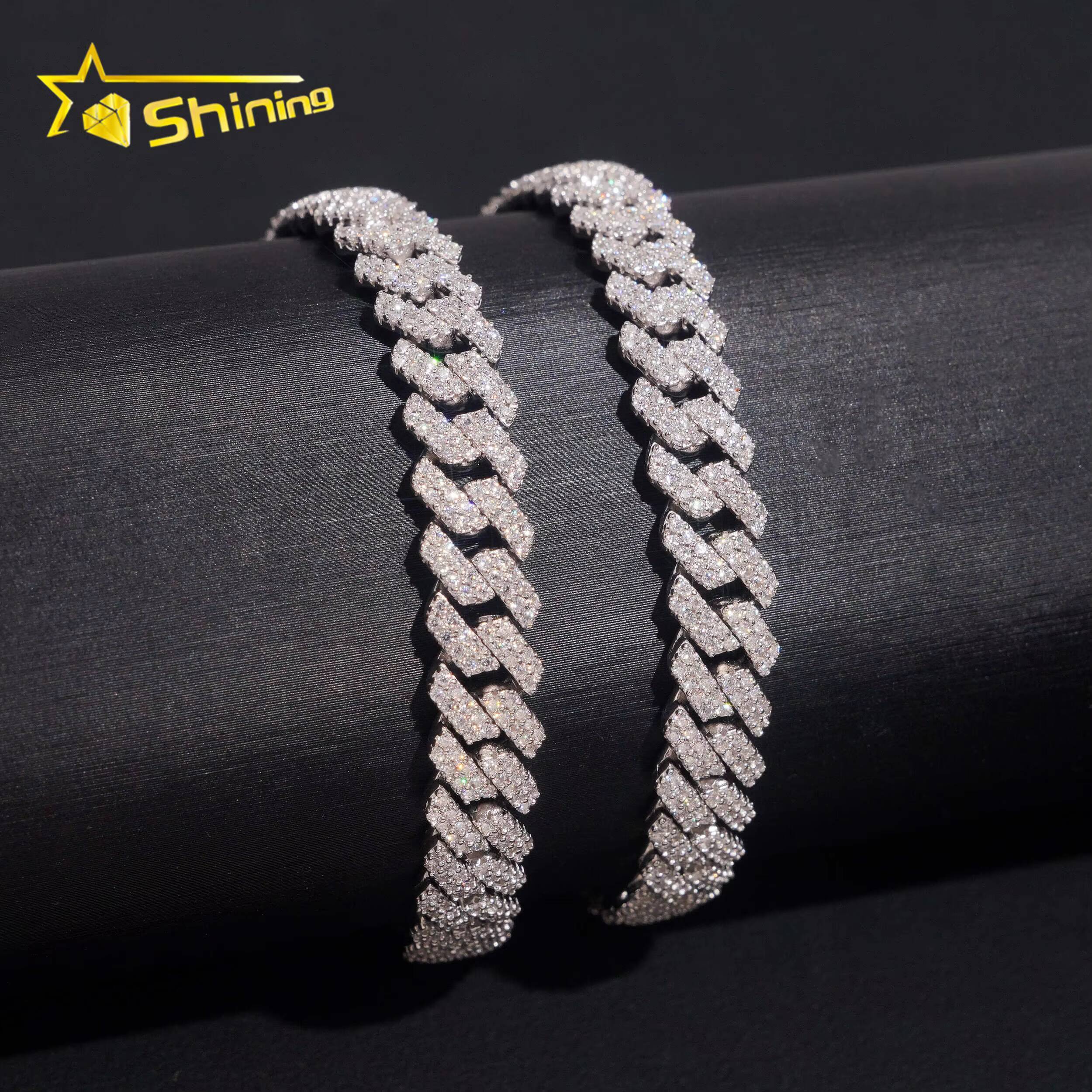 USA Local Stock 925 Silver 8mm VVS Moissanite Cuban Bracelet Hip Hop Jewelry Men Women Iced Out Moissanite Bracelet