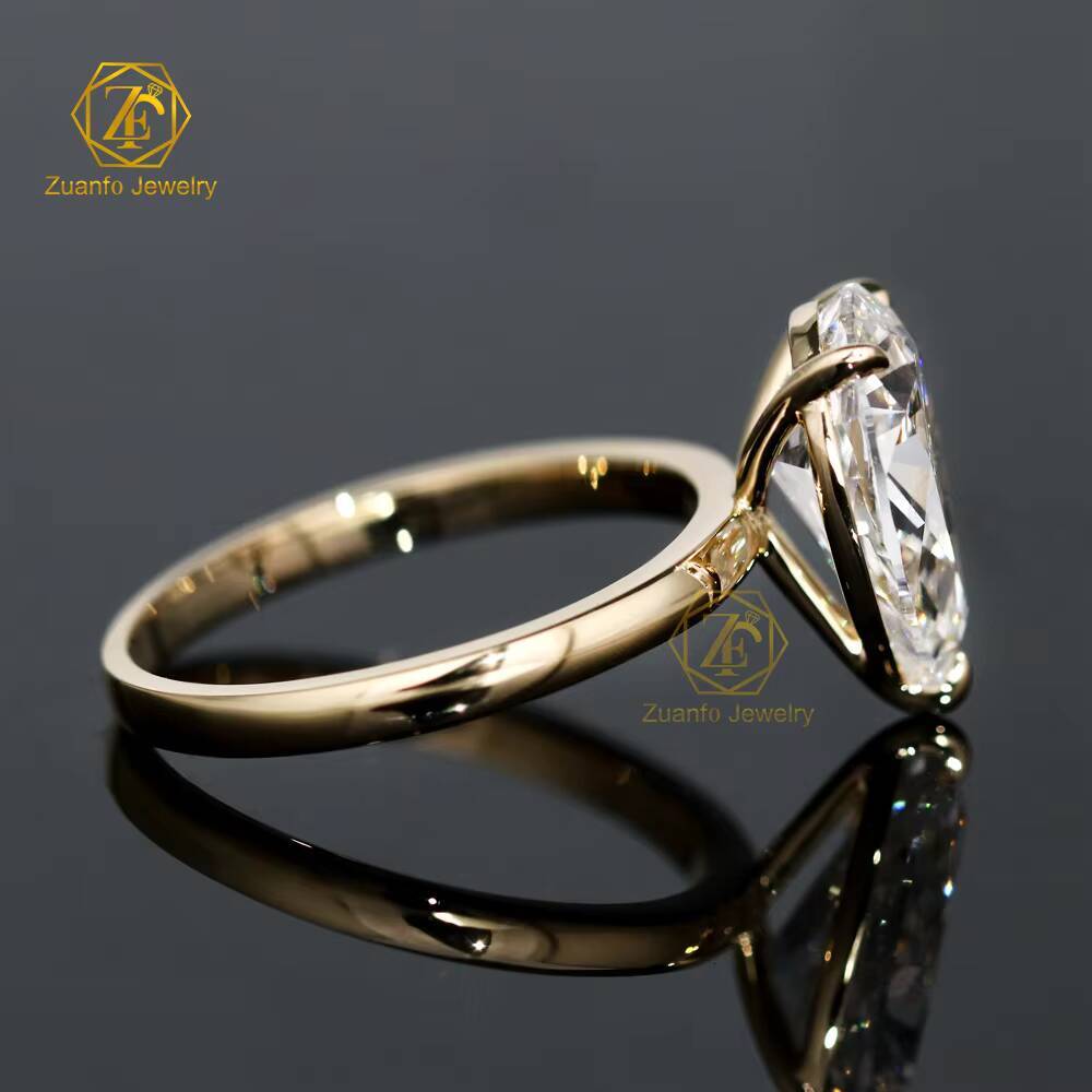 IGI Certified Cvd HPHT Lab Grown Diamond 14k 18k Yellow Gold Rings Pear Shape 13Carat Engagement Ring Jewelry for Women
