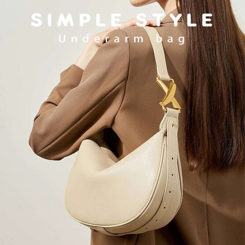 New Women Shoulder Genuine Leather Fashion Soft Women's Crossbody Bag Cowhide Half Moon Bags Designer Female Handbags