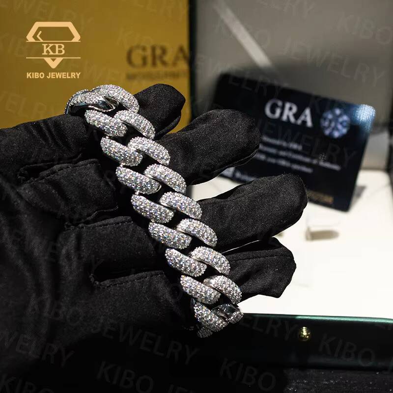 925 Silver Mossanite 20MM Cuban Bracelet VVS1 LAB Grown Moissanite Diamond Iced Out Cuban Link Chain