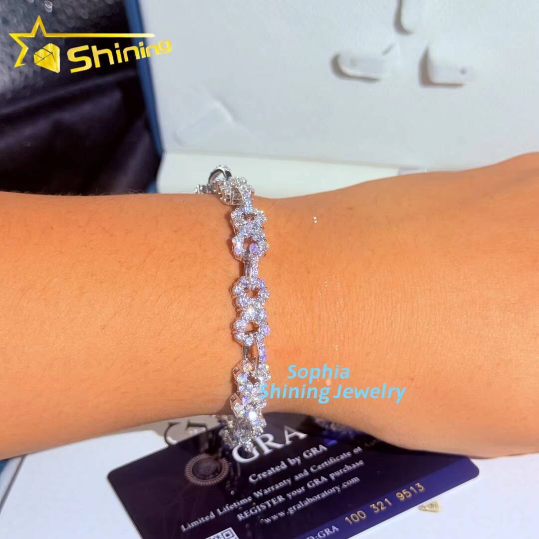 Infinity Design Necklace Luxury Fine Jewelry Gold Plated 925 Sterling Silver Pass Diamond Tester Moissanite Cuban Bracelet