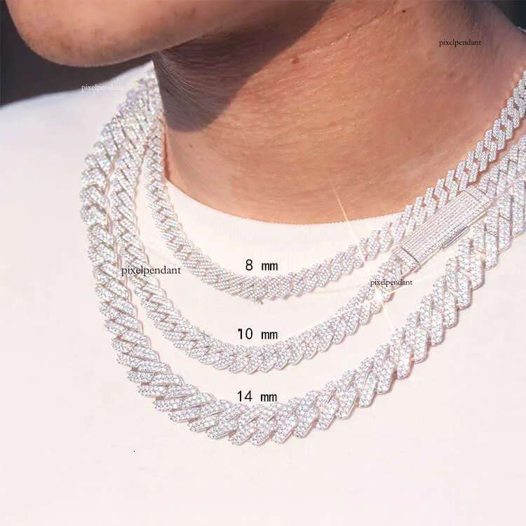 RTS full size hot sale 10~20MM sier VVS moissanite dia Cuban chain with GRA certificate for hiphop life