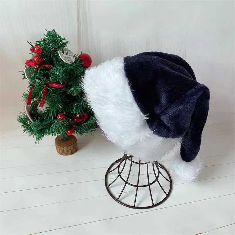 Long Plush Border Christmas Hat for Adults and Children Monochromatic Hat Holiday Party Hat 30x45cmW251027