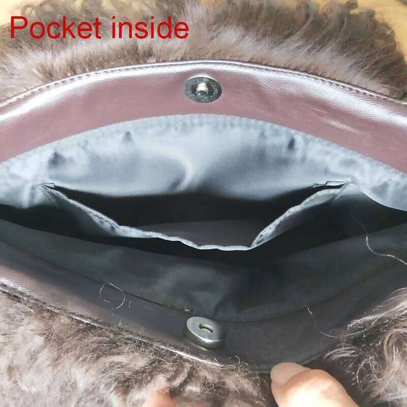 2024 Winter Women Real Mongolia Lamb Handbag Fashion Female Genuine Fur Bag