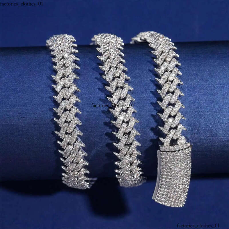 Factory Wholesale Dia Chain Sier Hip Hop Jewelry Necklace Micro Pave Vvs Moissanite Cuban Link