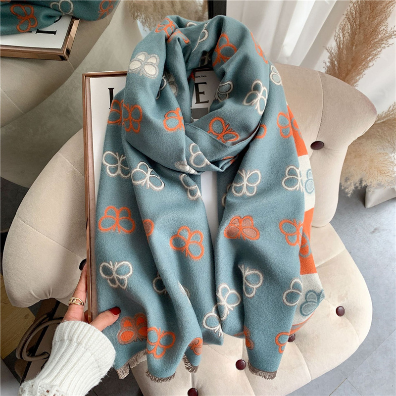Free shipping Designer Scarves Autumn Winter New Double sided Scarf for Women Thickened Warm Fashionable Shawl Neck