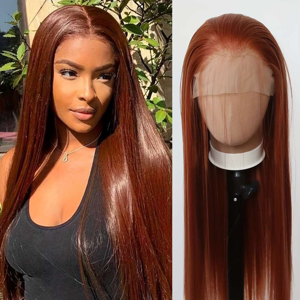 Unisex-Adult Basic Straight Synthetic Front High Temperature Fiber, Pre Plucked Hairline, Glueless, Heat Resistant, 180% Density, 13X3 Lace Area - Sui