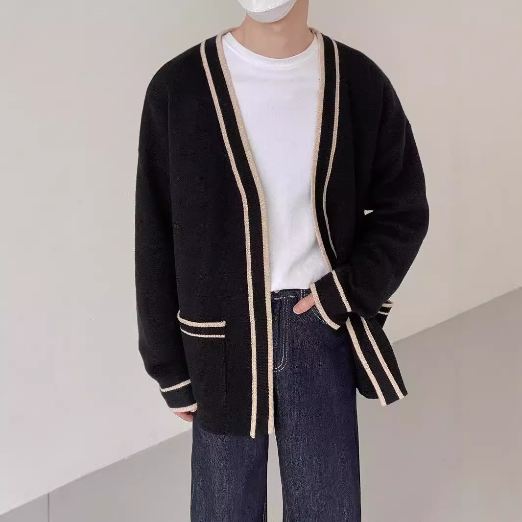 Men's Cardigan Sweater Spring Designer Sweater Autumn New V-neck Knitted Sweater Korean Style Loose Casual Trendy Sweater Jacket For Men