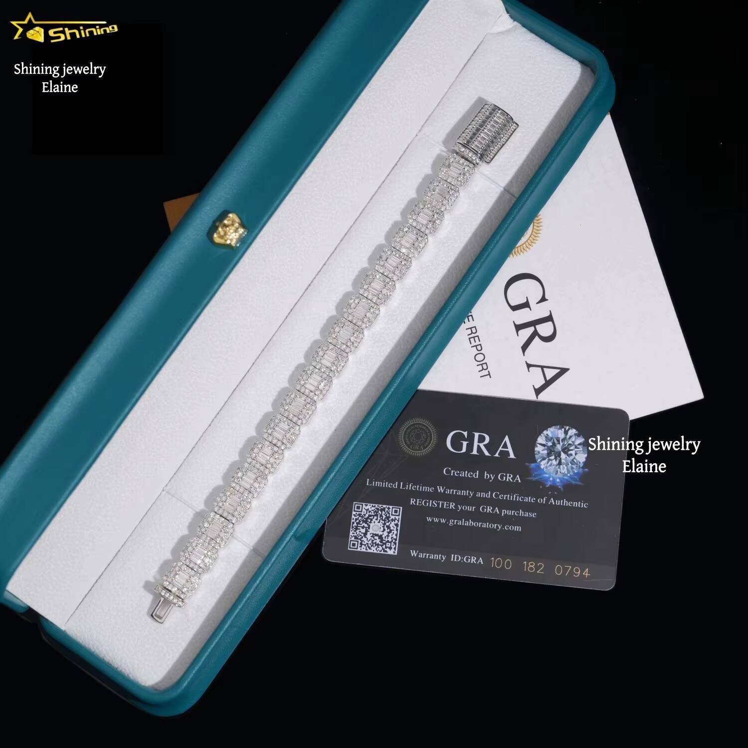 Fashion Jewelry Wholesale Price 10MM 925 Sterling Silver Iced Out Hip Hop VVS Moissanite Diamond Cuban Link Chain Bracelet