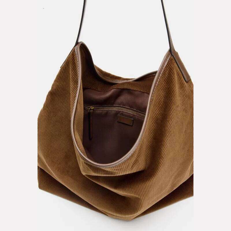 CORDUROY EFFECT TOTE Bag, Designer Hobo Bag For Ladies, Women's Fashionable Large Handbag With Top Handle