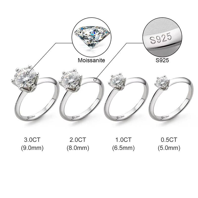 Fashion Women Engagement Jewelry Iced Out 925 Sterling Silver VVS Moissanite Diamond Wedding Ring with GRA Certificate