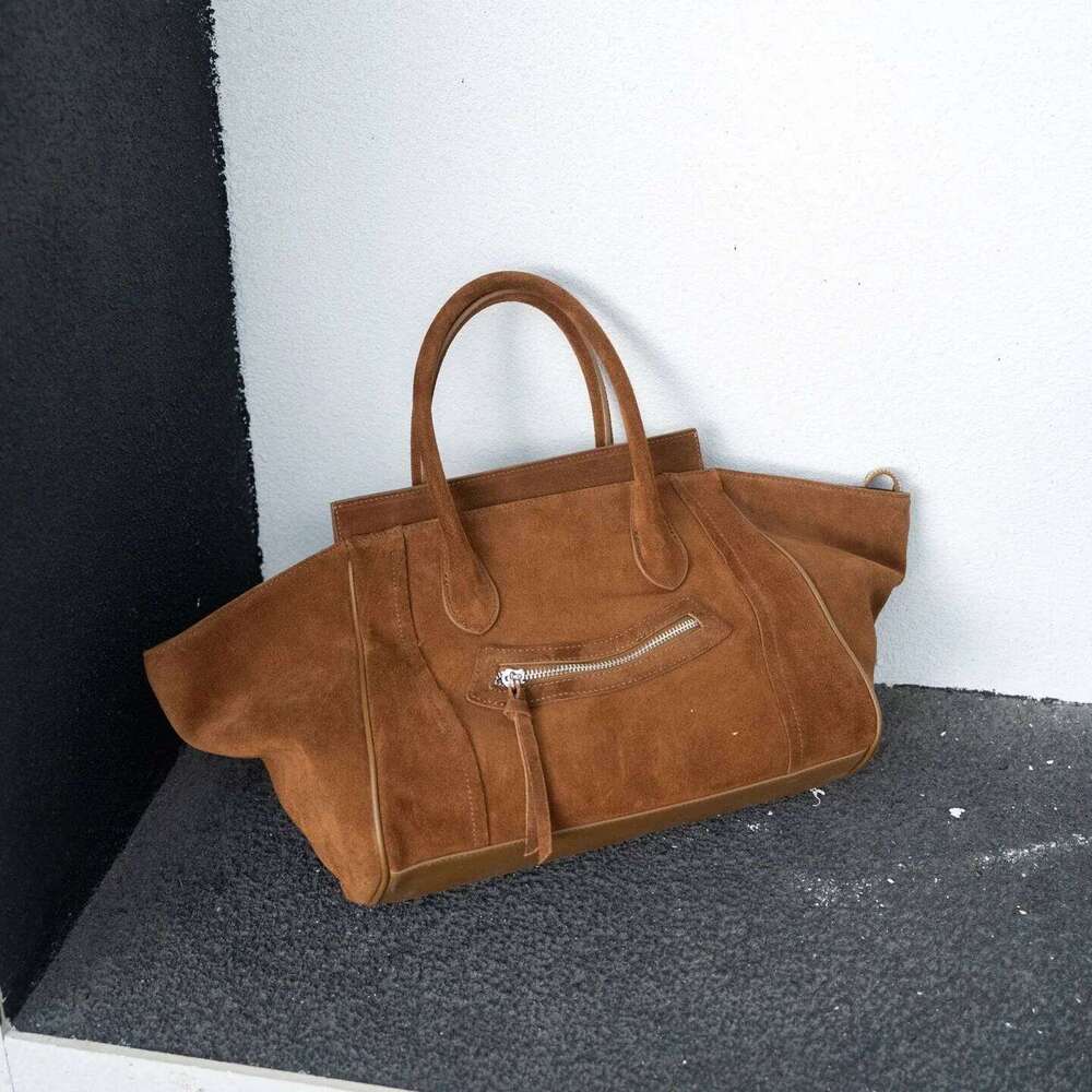 Genuine Grade Matte Suede Cow Leather Women's Large Handbag Designer Brand Shoulder Crossbody Bag Ladeis Tote For Woman