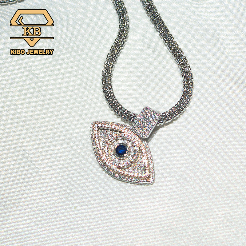 Fine Jewelry Ice Chain 925 Sterling Silver Rose Gold Two Tone Evil Eye Pendant Charm Necklace