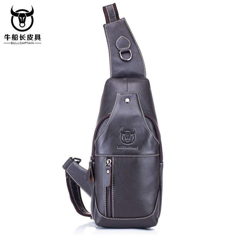 Captain Bull BULLCAPTAIN Men S Genuine Leather Single Shoulder Chest Top Layer Cowhide Front Crossbody Bag High Quality